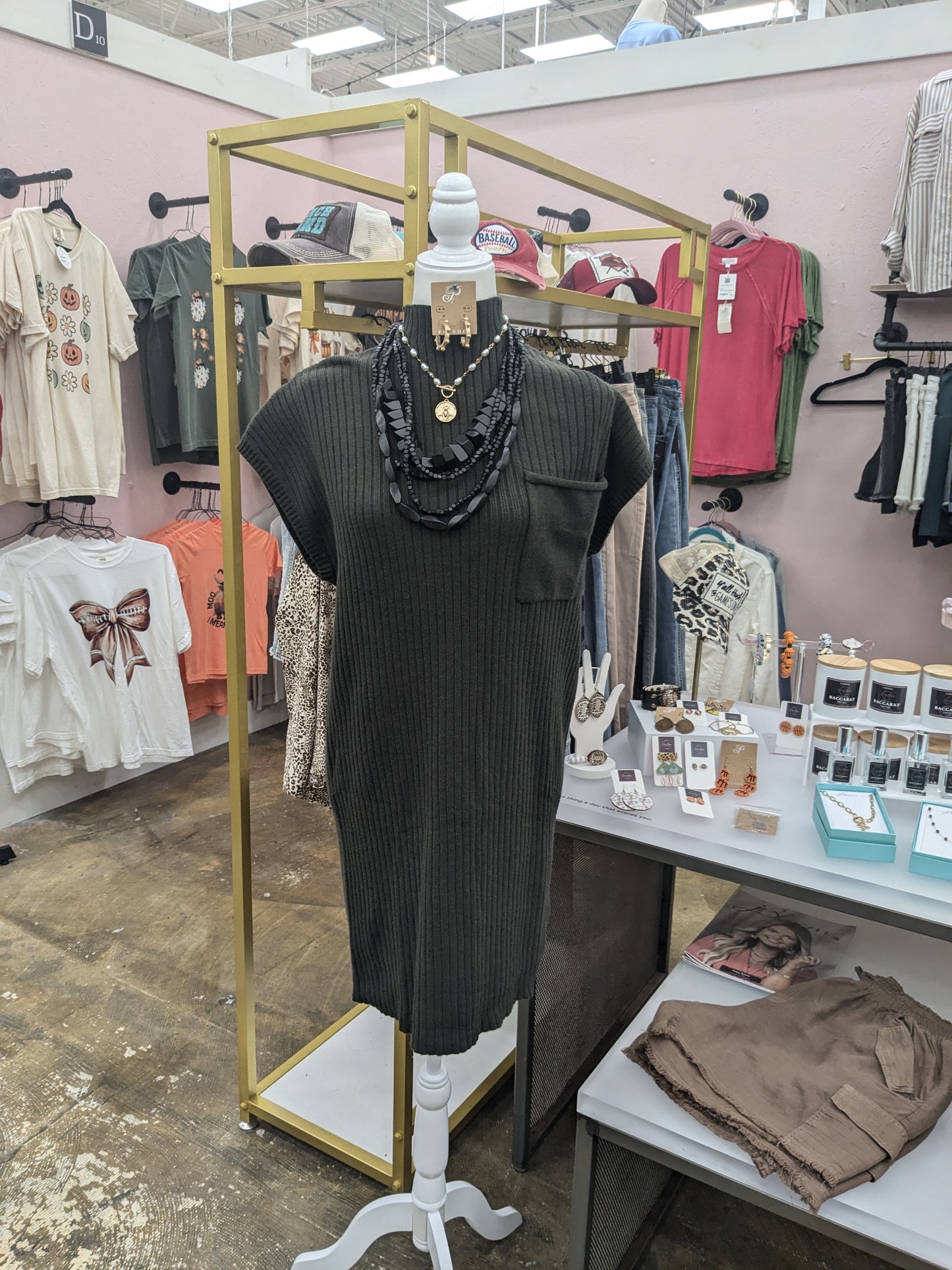 Mock Neck Drop Shoulder Pocket Sweater Dress PT