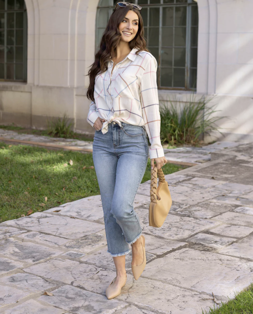 Crop Flare Denim in Medium Wash 1