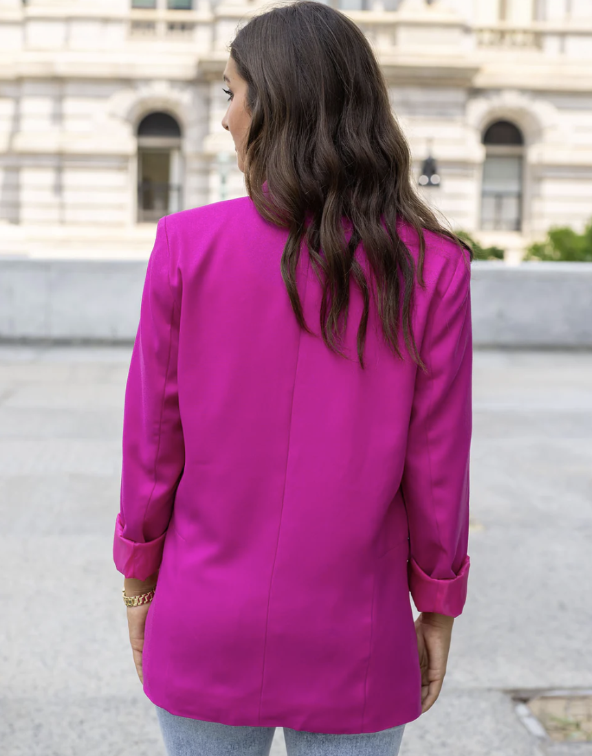Pocketed Magenta Fashion Blazer 4