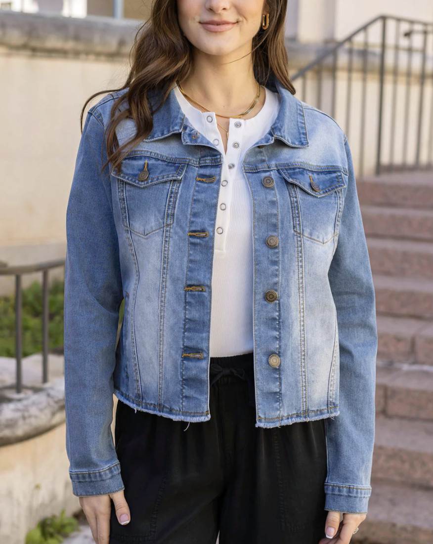 Soft Wash Denim Jacket in Mid Wash 2