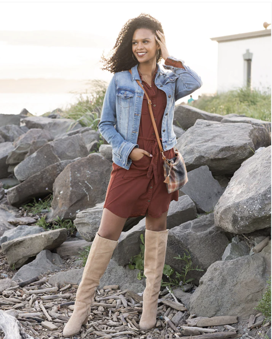 Tencel™ Lyocell Utility Dress in Auburn 1