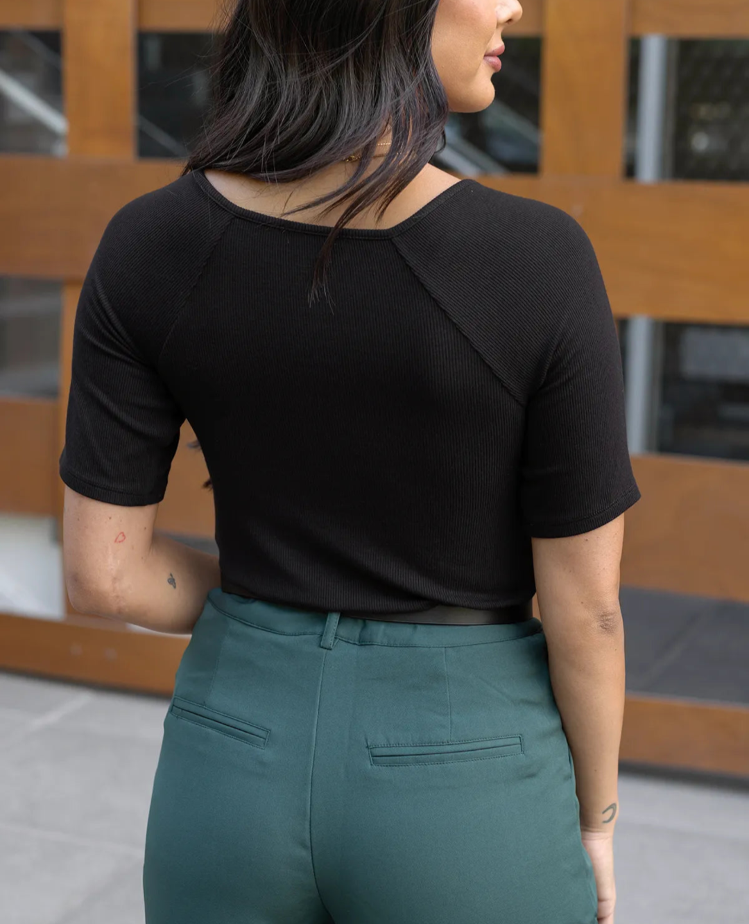 Sweetheart Black Short Sleeve Top
