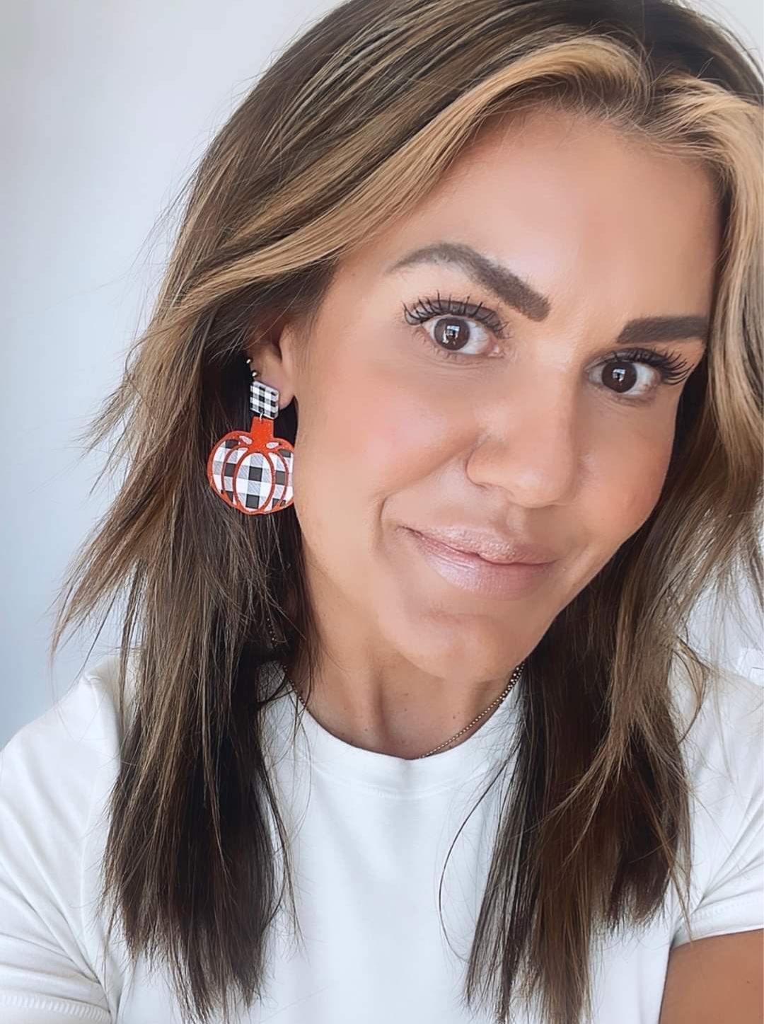Gingham Pumpkin Earrings