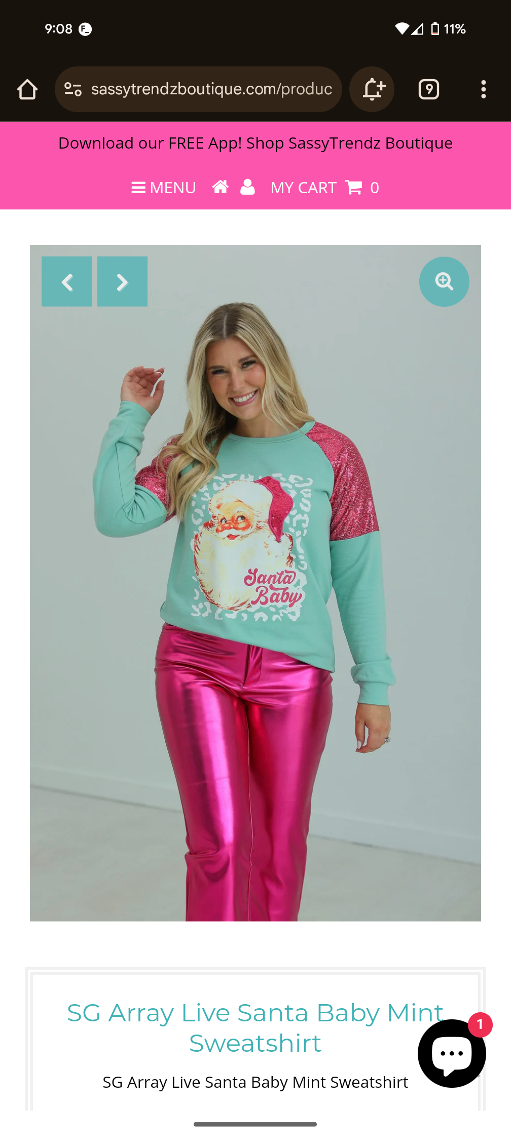 Mint Santa Baby Sweatshirt