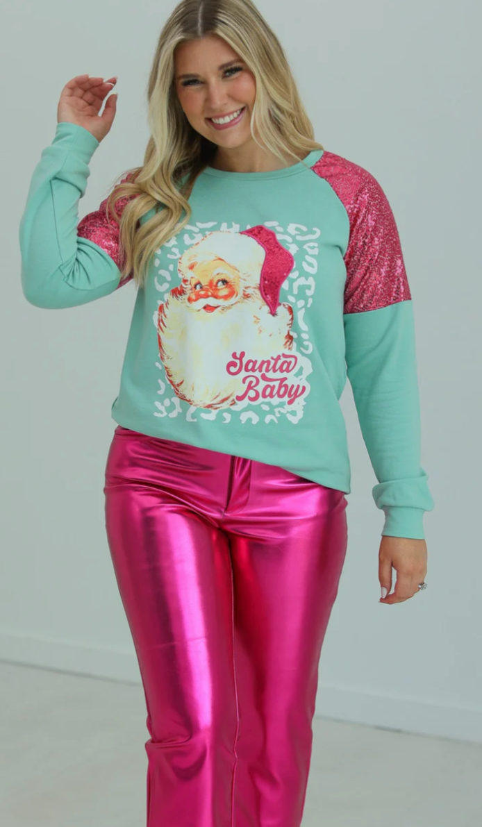 Mint Santa Baby Sweatshirt