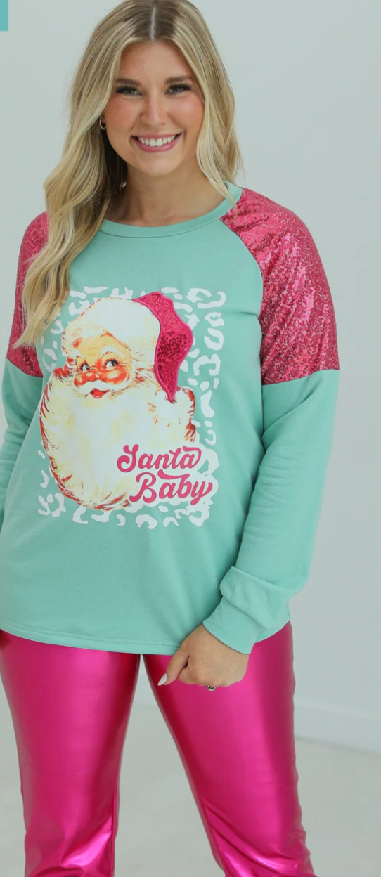 Mint Santa Baby Sweatshirt