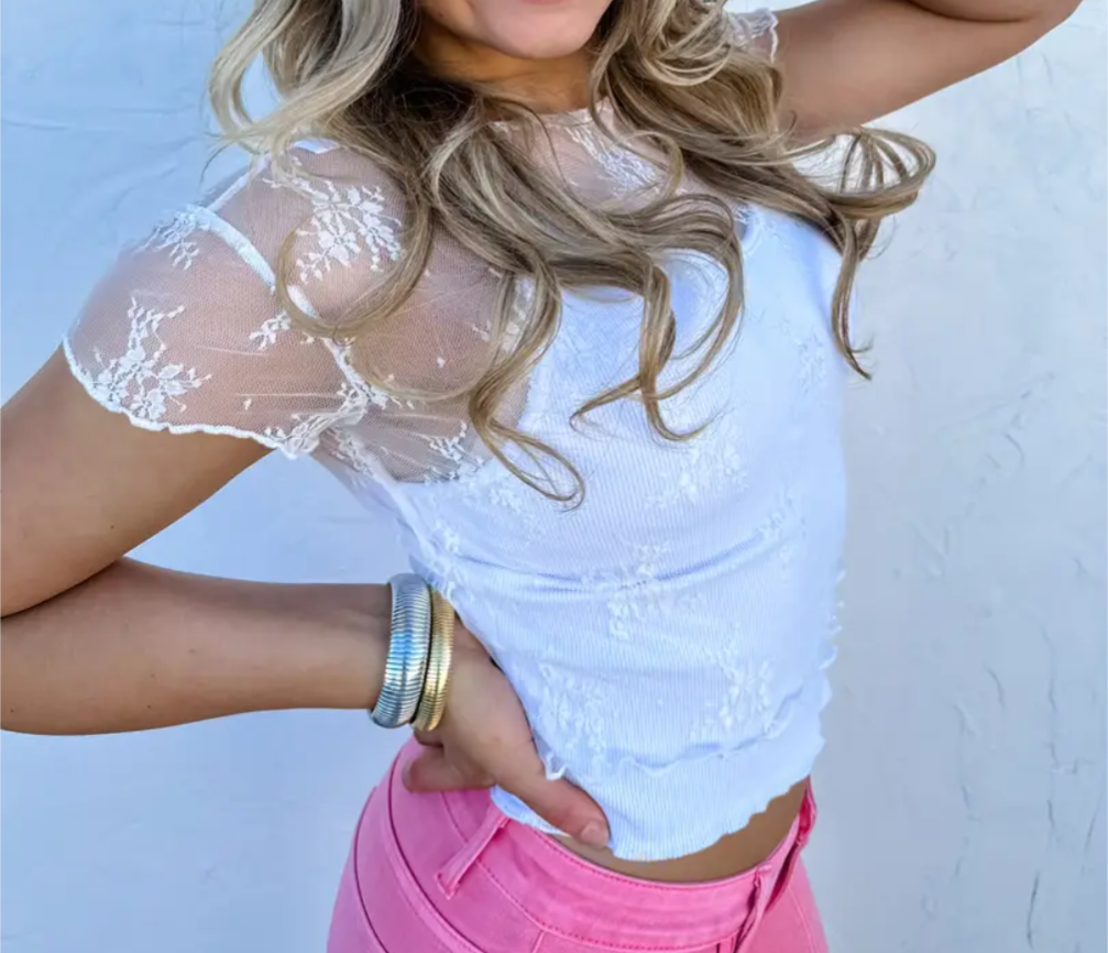 Short Sleeve Lace Top
