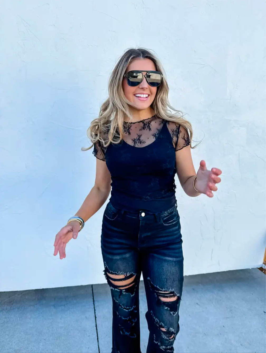 Short Sleeve Lace Top