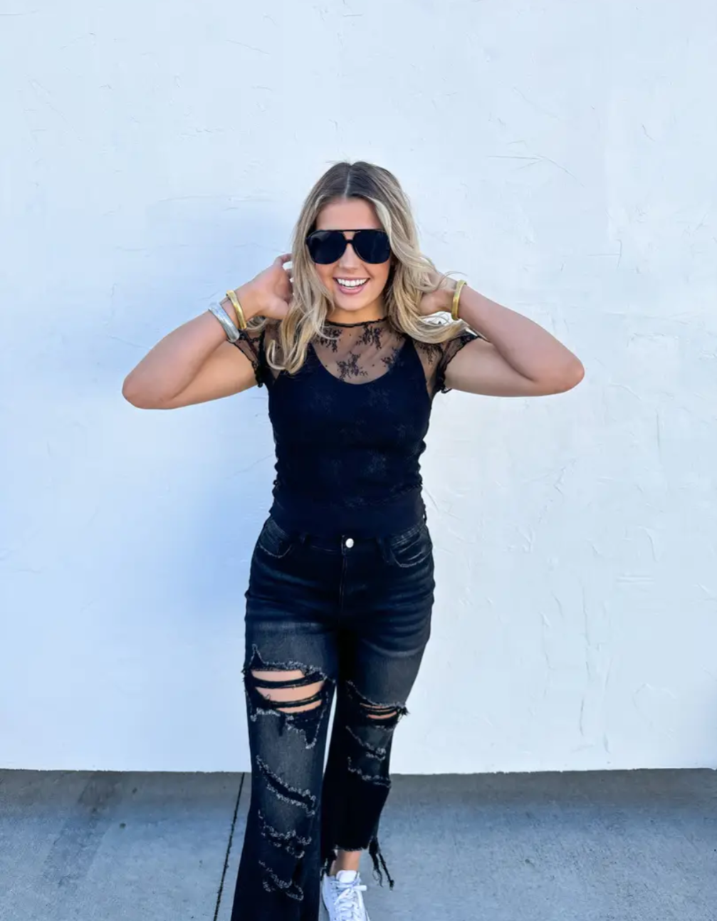 Short Sleeve Lace Top