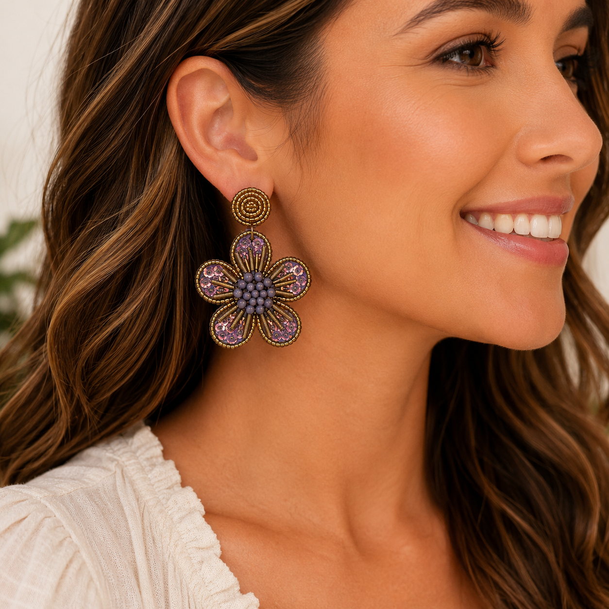 Vintage Violet Bloom Earrings