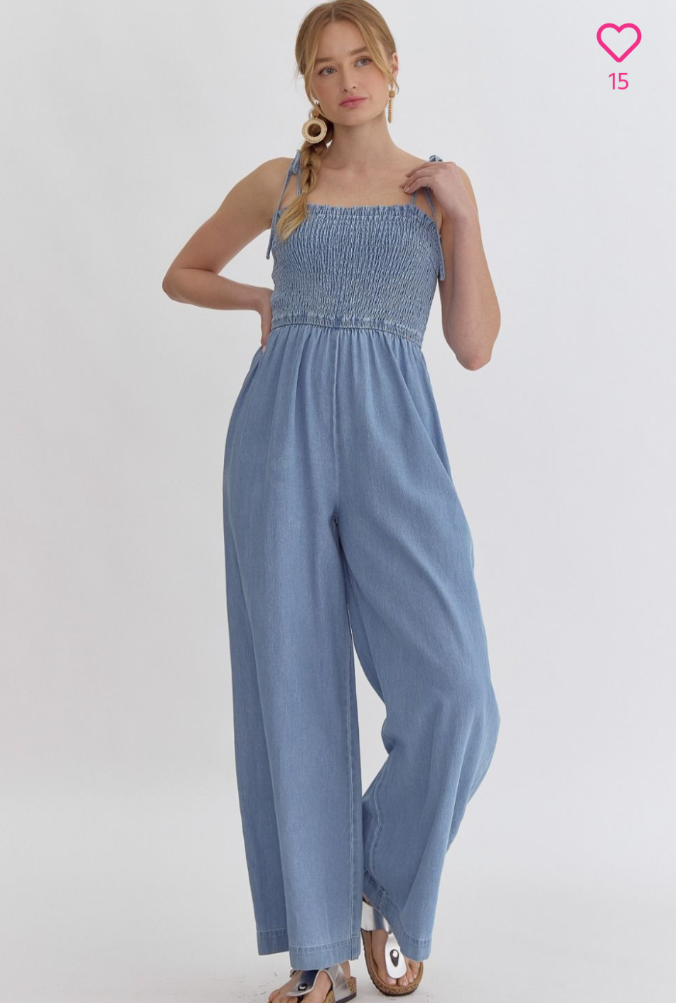 Wide Leg Denim Jumpsuit 7