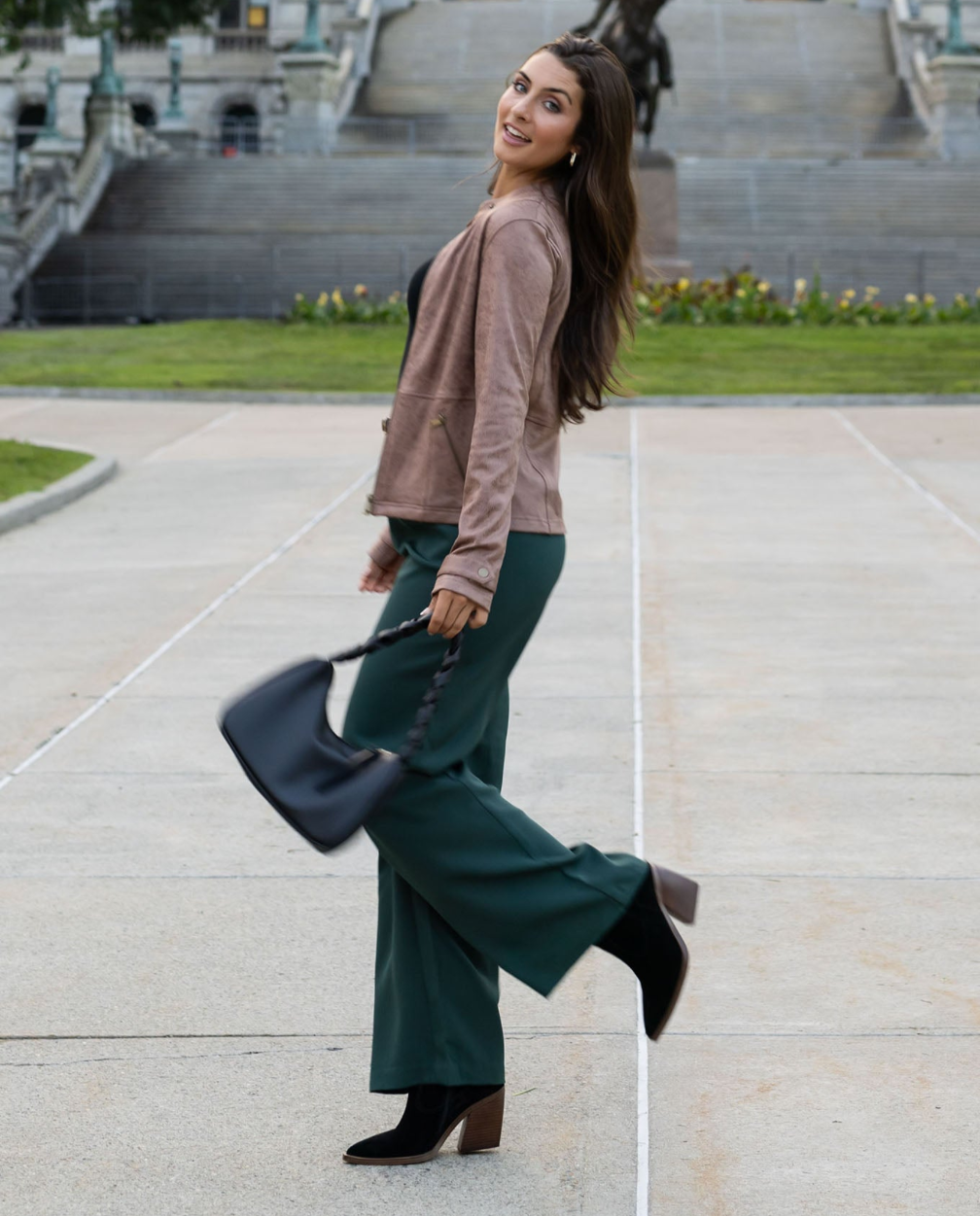 Pocketed Wide Leg Pants | Green Wide Leg Pants