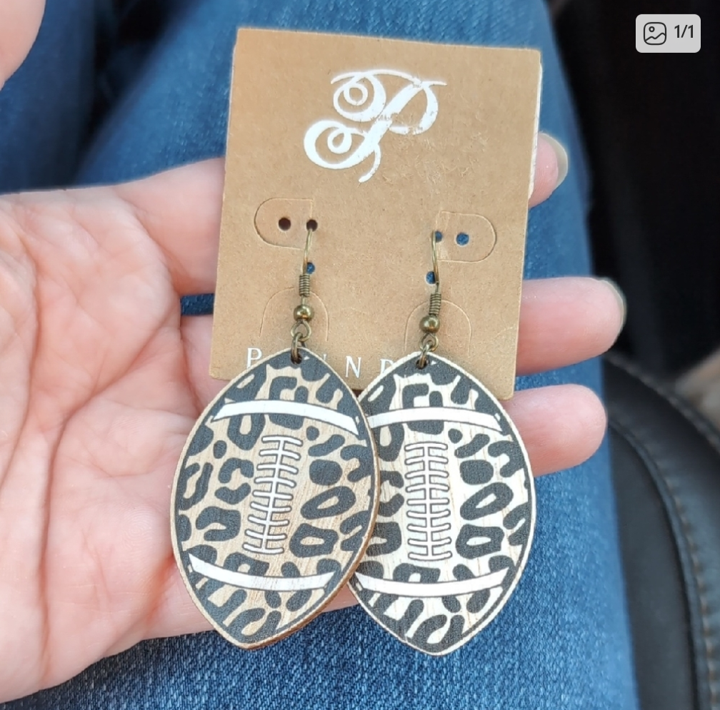 Leopard Print Football Drop Earrings