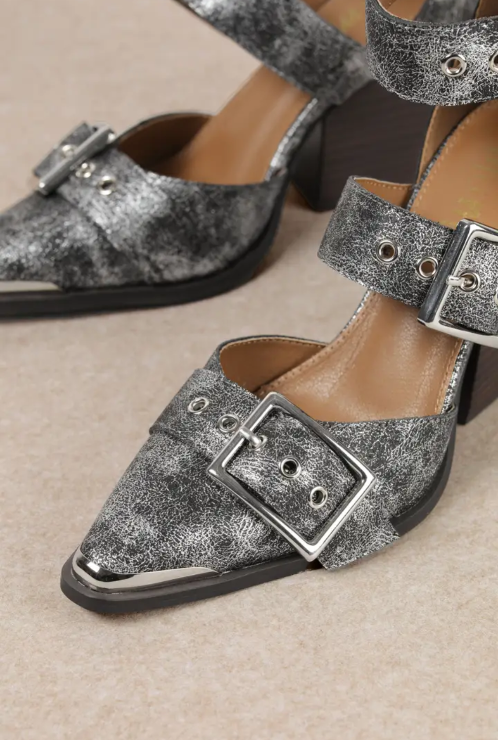 🖤 Edgy Elegance Buckle Block Heels