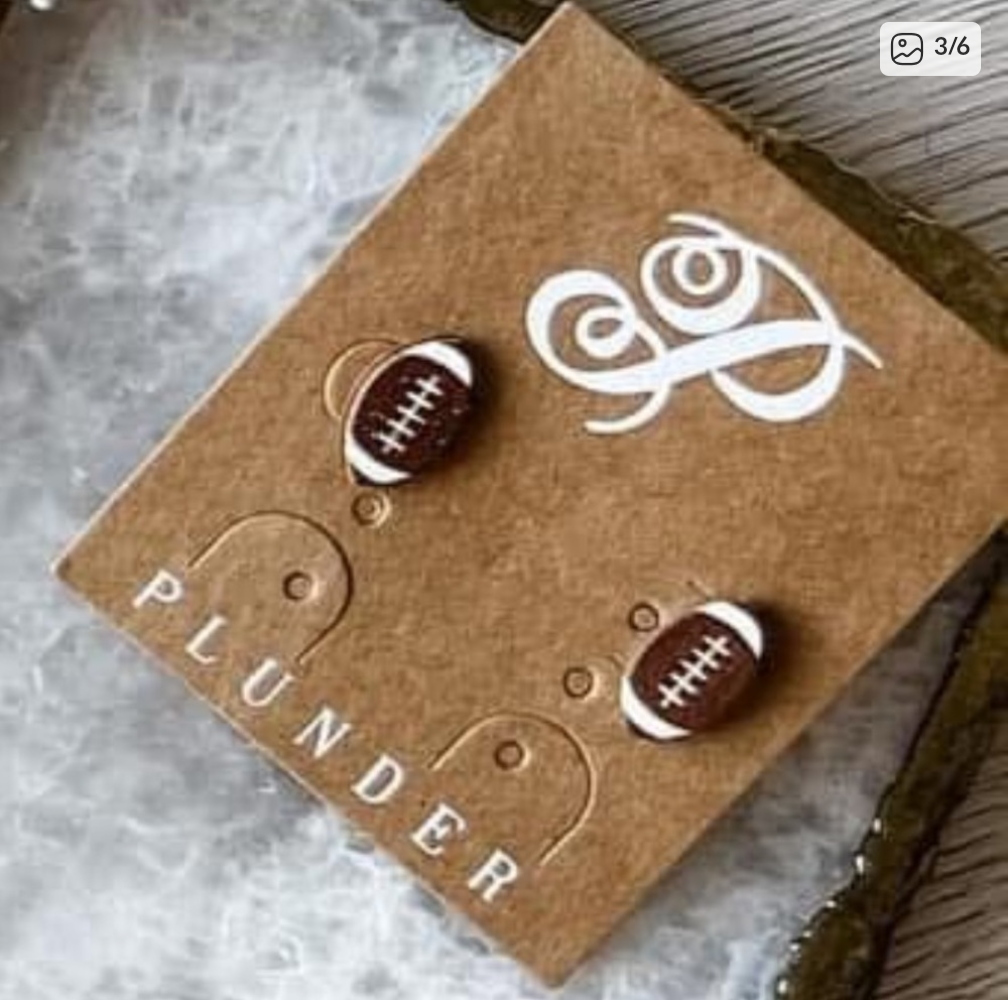 Game Day Football Wooden Stud Earrings