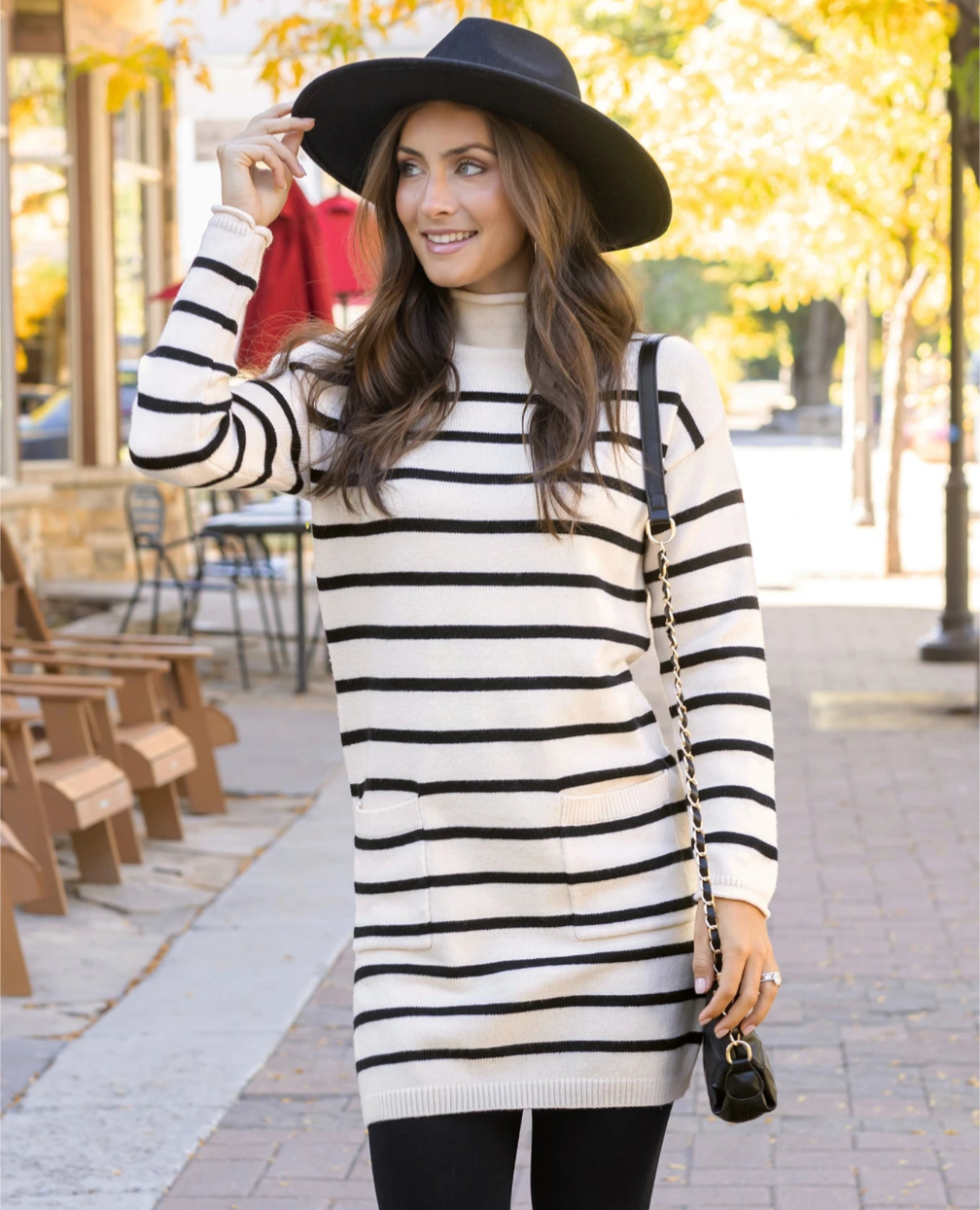 Striped Mock Neck Dress