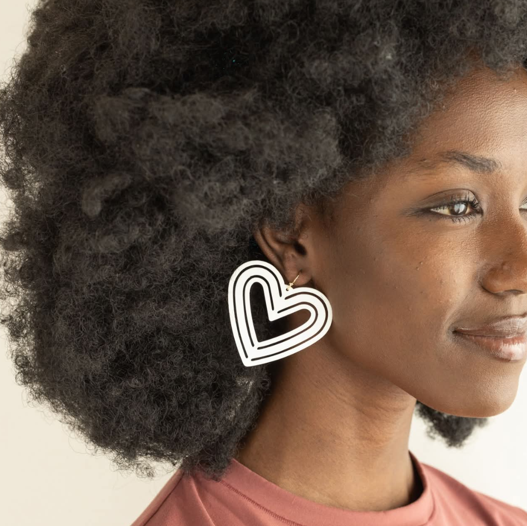 White Heart Filigree Earrings
