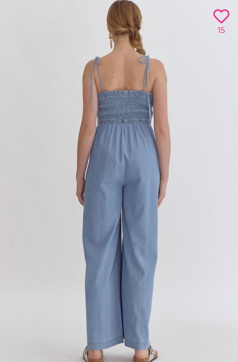 Wide Leg Denim Jumpsuit 4