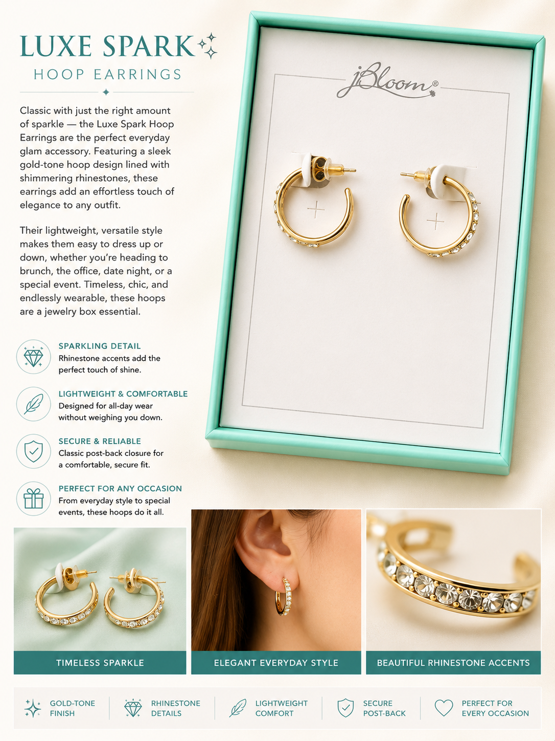 Luxe Sparkle Hoop Earrings