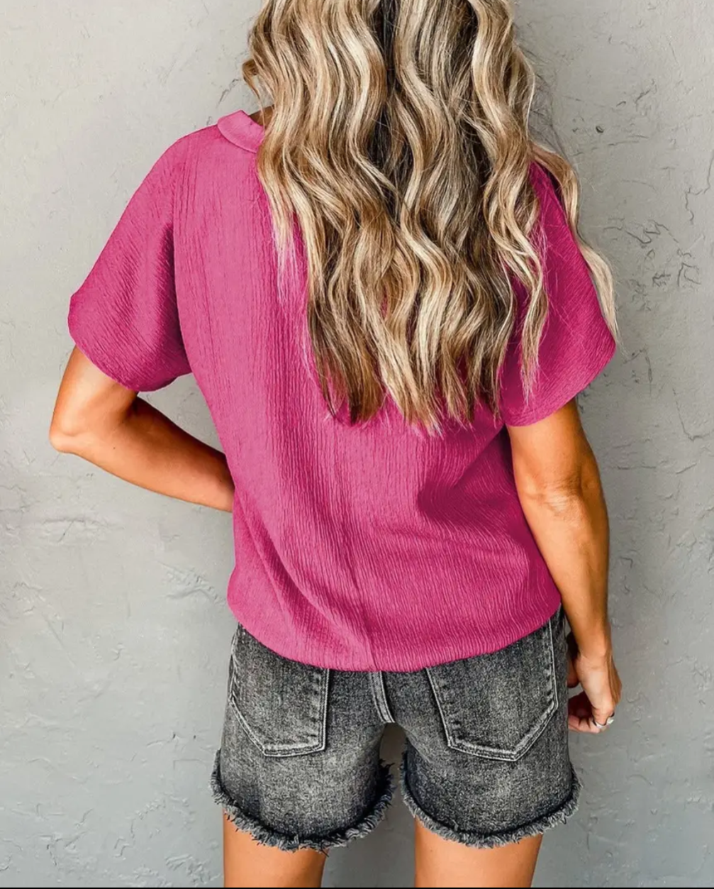 Crinkle V-Neck Top