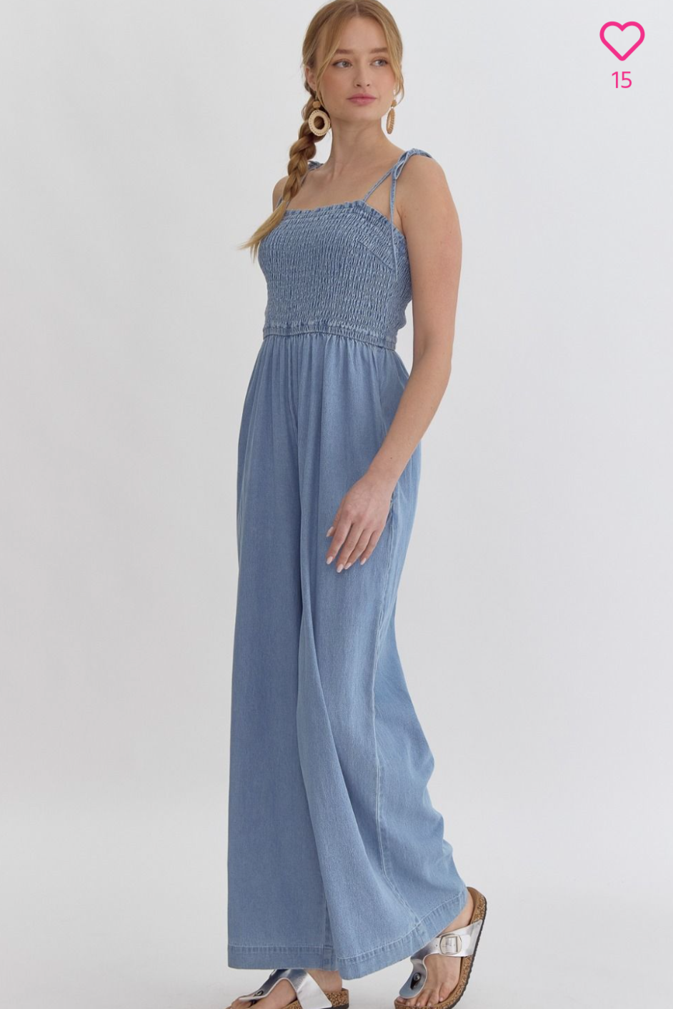 Wide Leg Denim Jumpsuit 6
