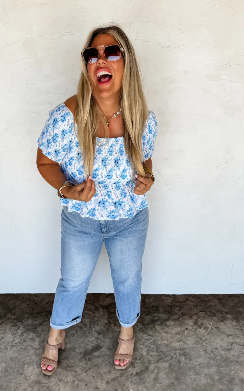Essie Floral Smocked Top