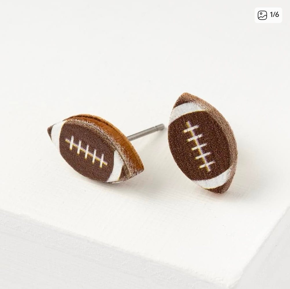 Game Day Football Wooden Stud Earrings