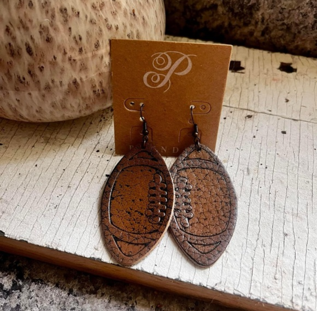 Leather Football Earrings