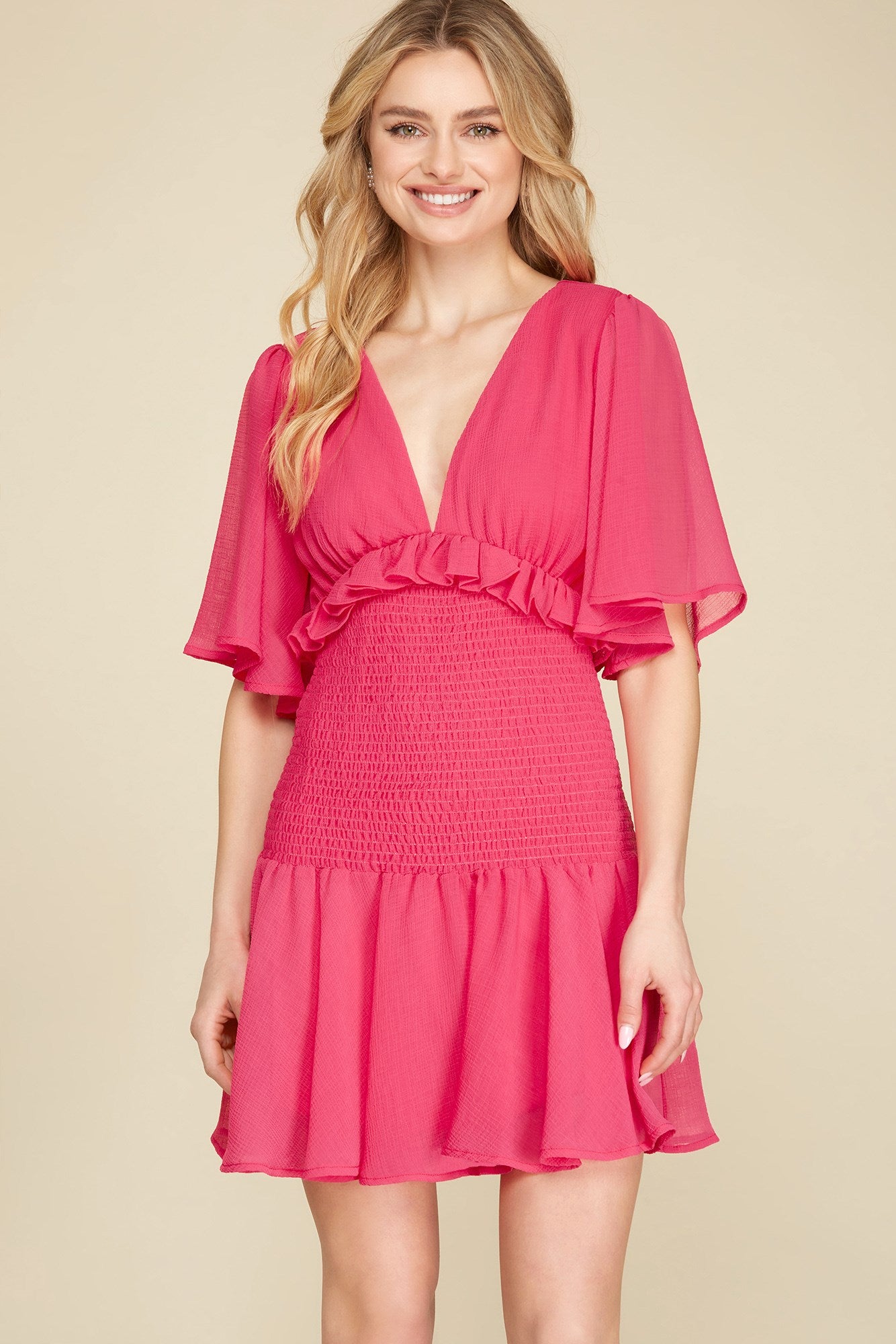 Midnight Ruffle Smocked Mini Dress