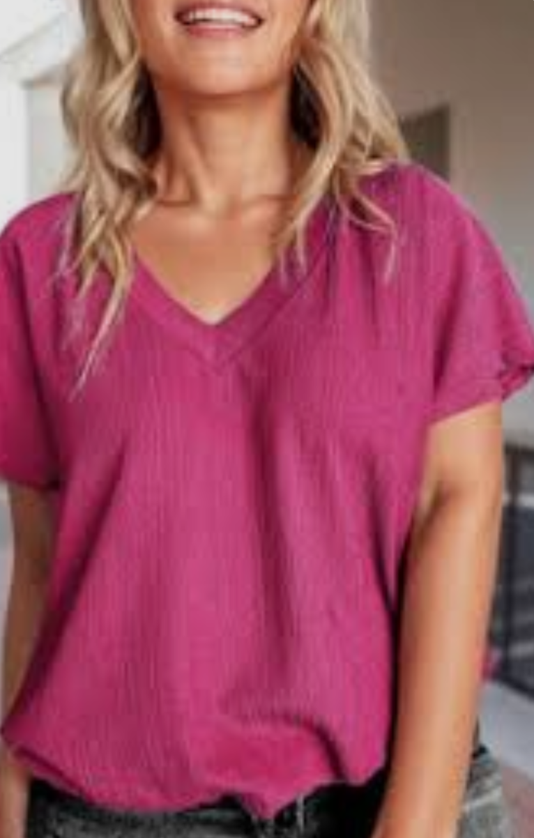 Crinkle V-Neck Top
