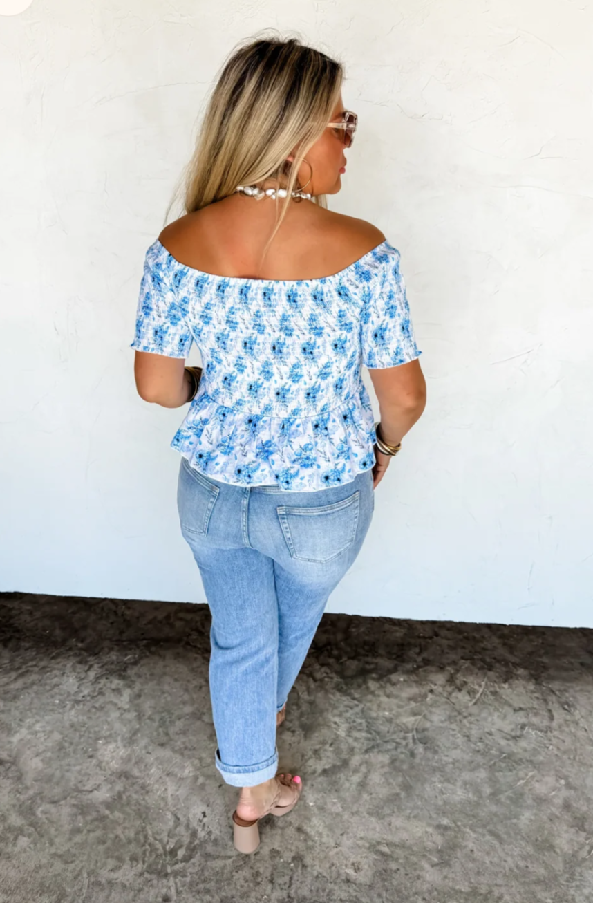 Essie Floral Smocked Top