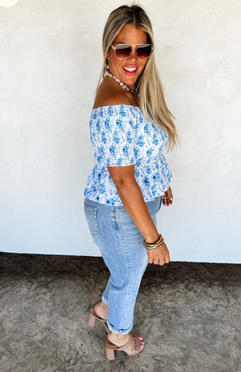 Essie Floral Smocked Top