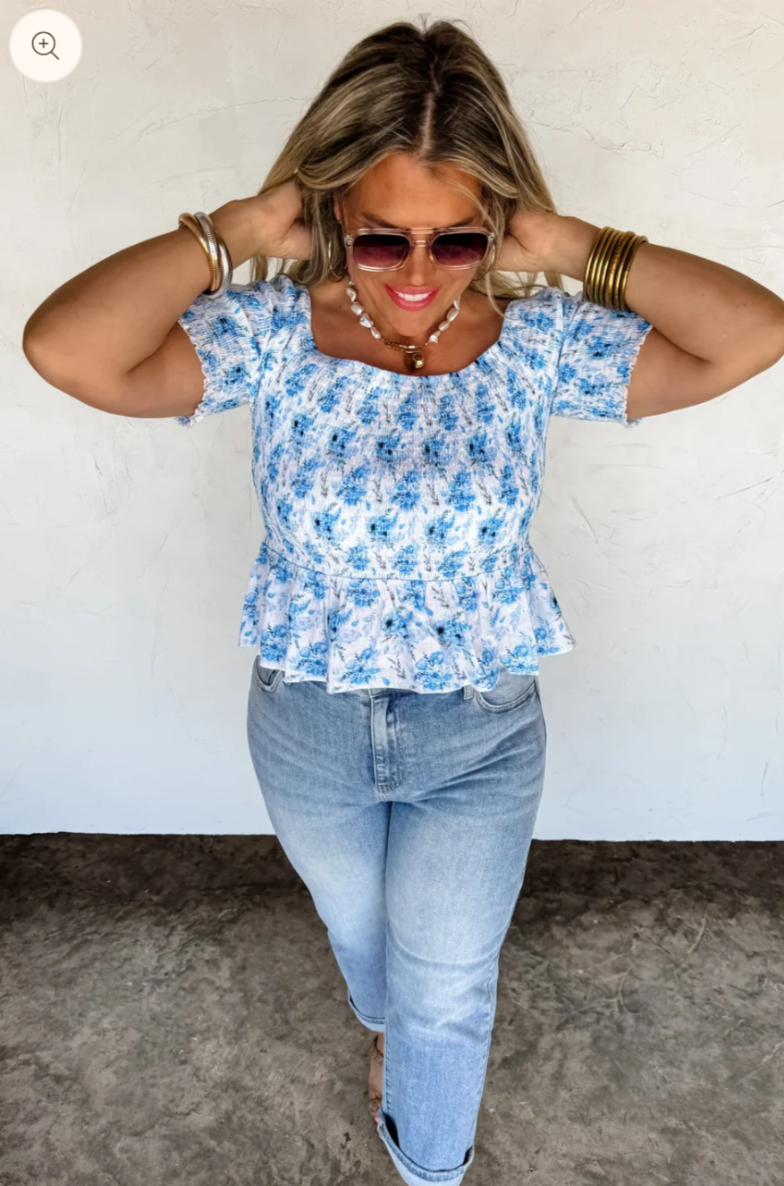 Essie Floral Smocked Top