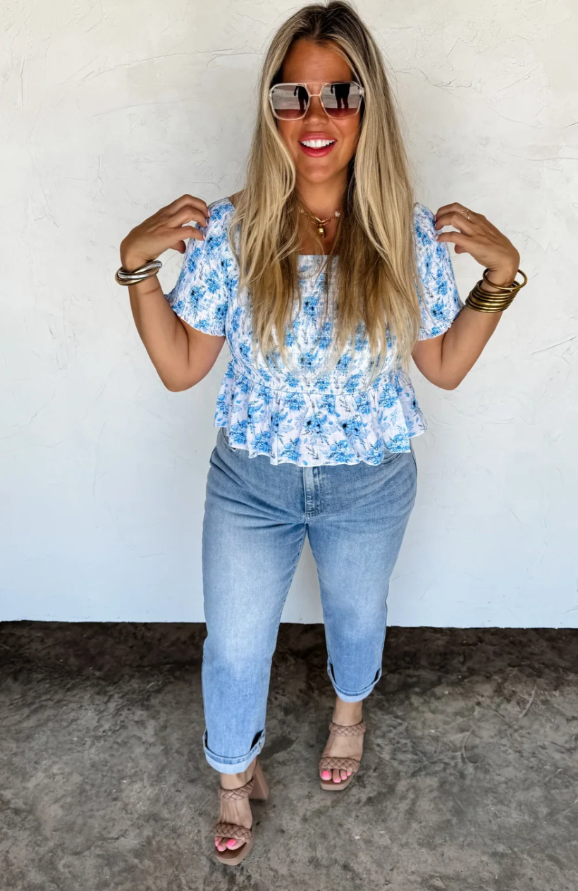 Essie Floral Smocked Top