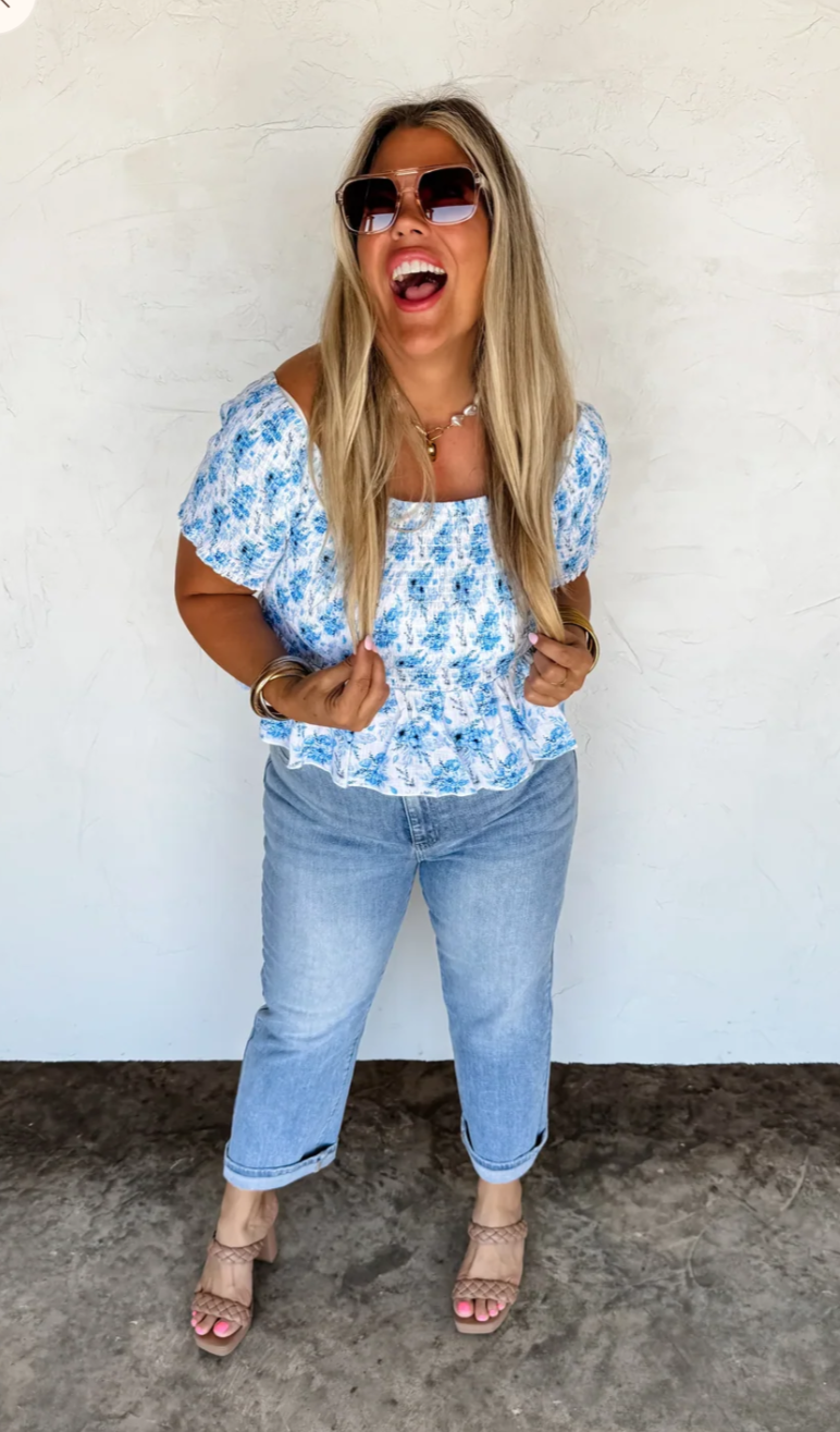 Essie Floral Smocked Top