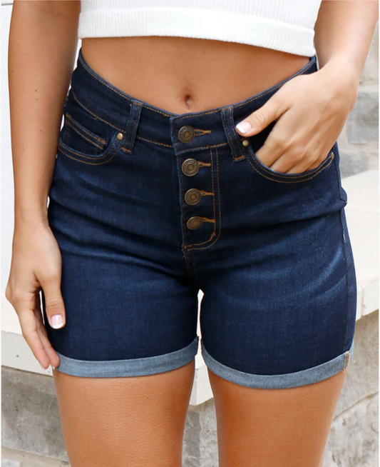 Button Fly Stretch Shorts