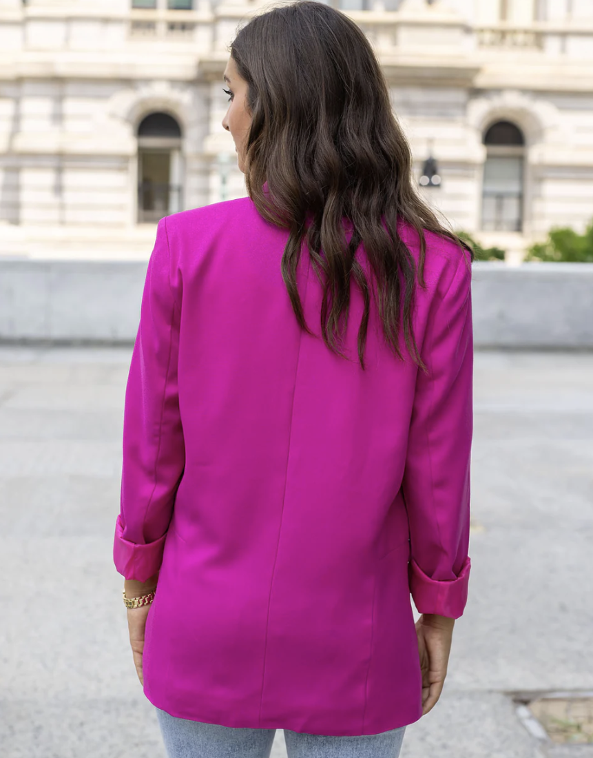 Pocketed Magenta Fashion Blazer