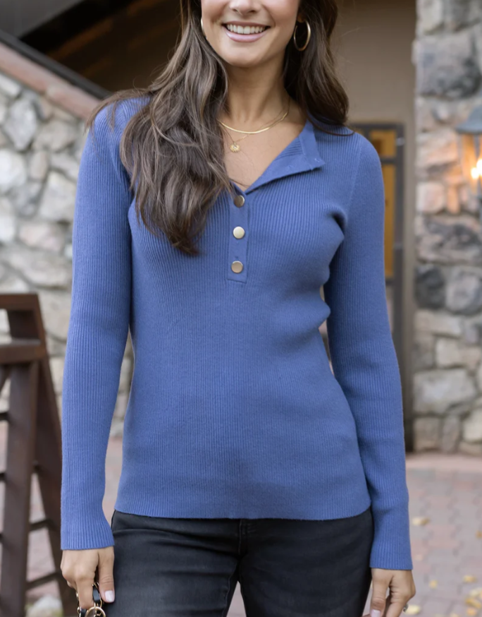 Ribbed Henley Sweater