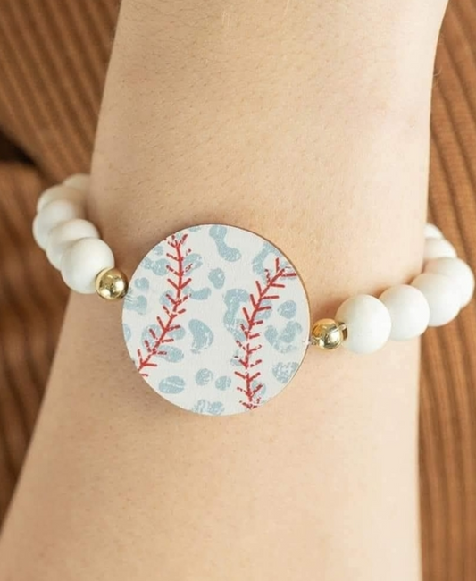 White Leopard Baseball Bracelet