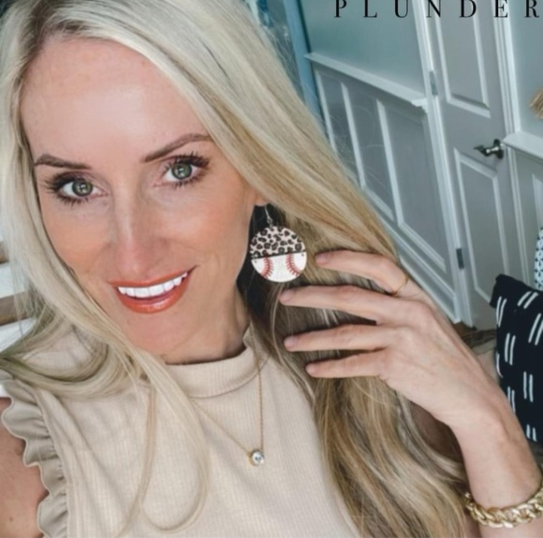 Leopard Baseball Earrings