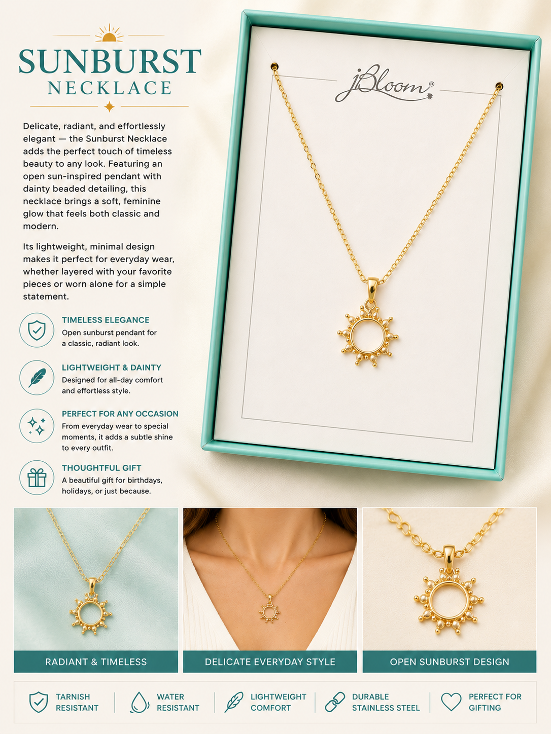 Sunburst Pearl Necklace