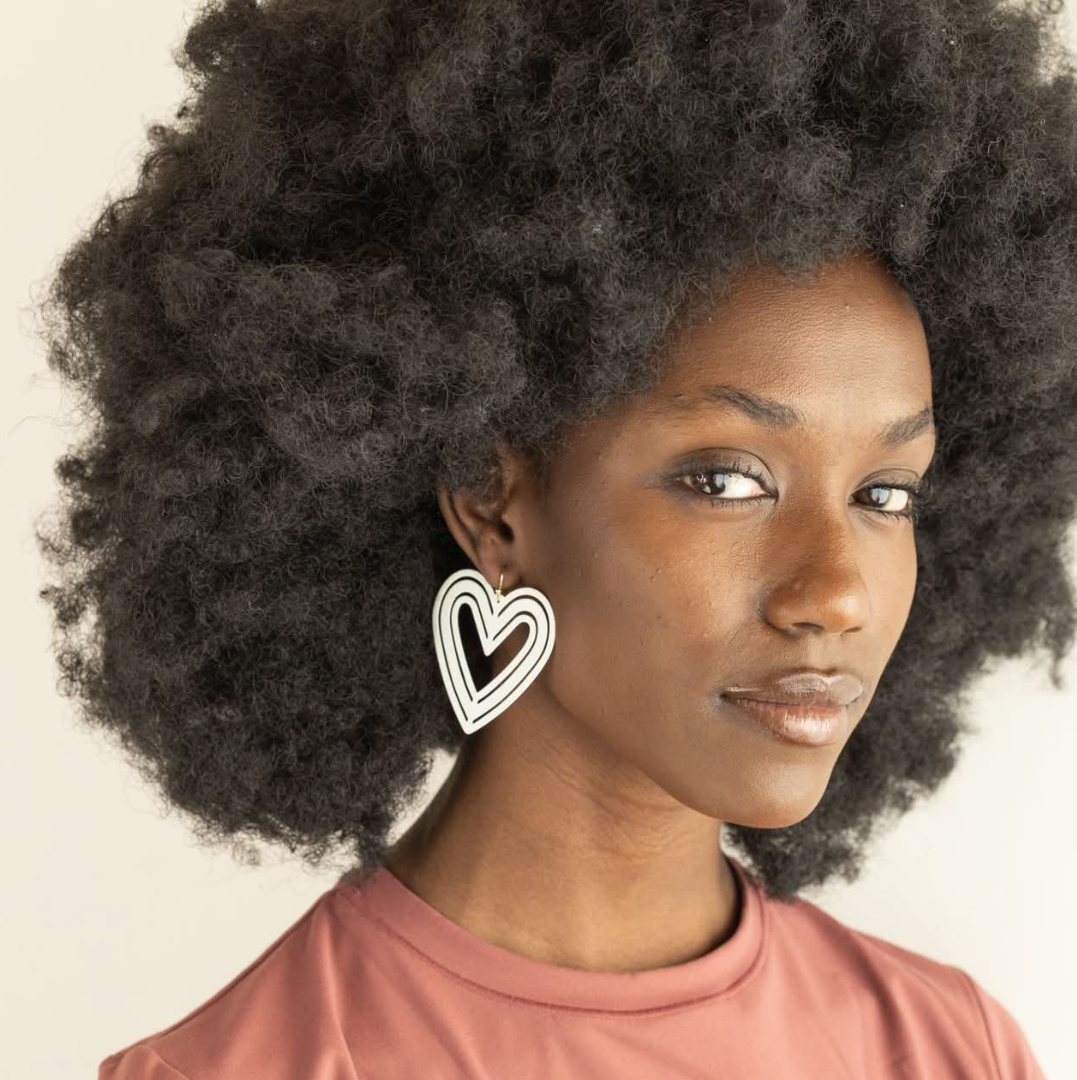 White Heart Filigree Earrings