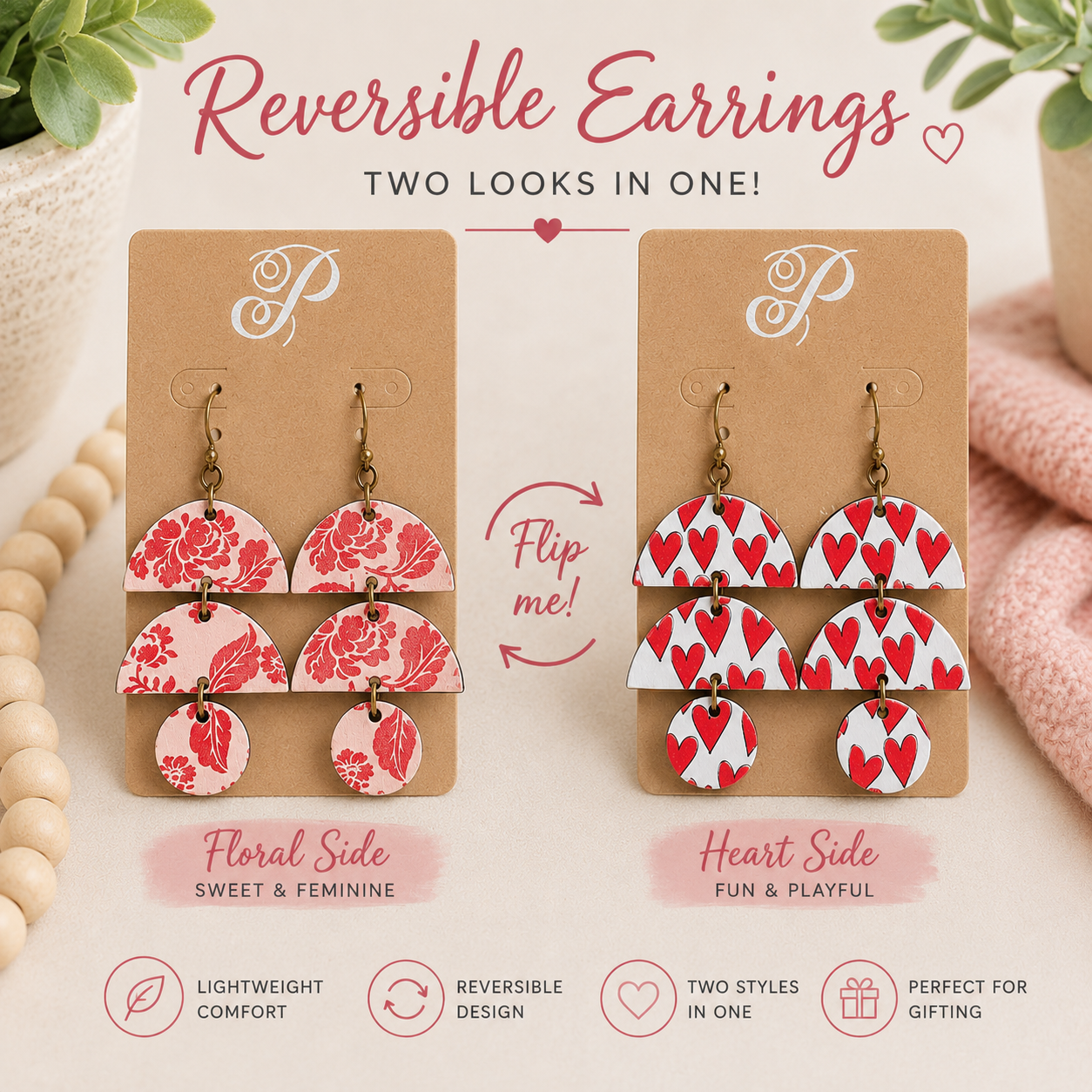 Blushing Blooms Reversible Earrings