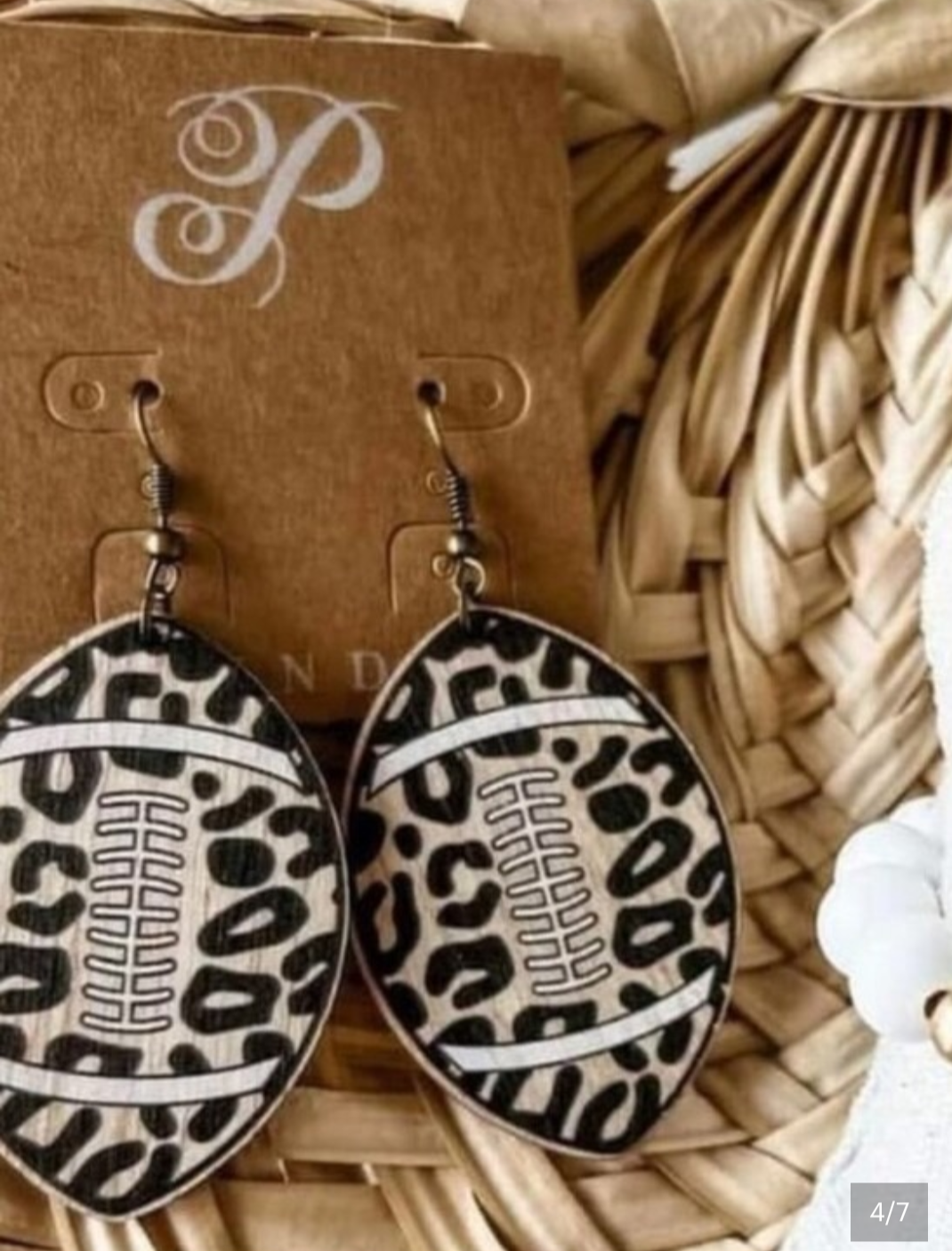 Leopard Print Football Drop Earrings