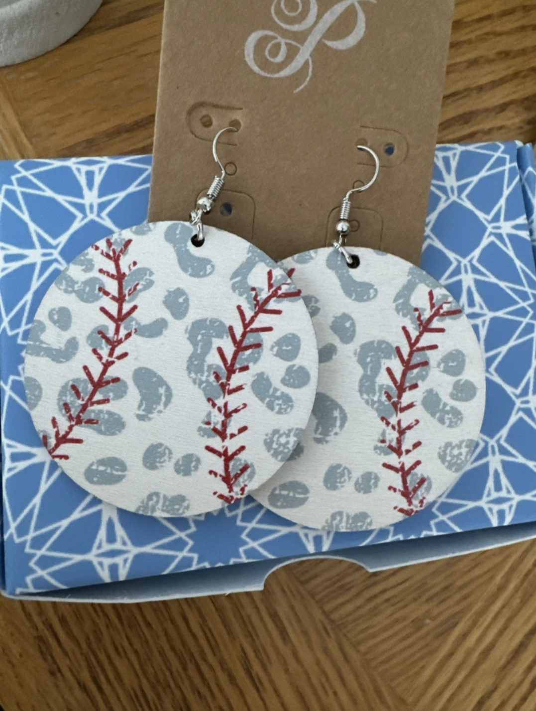 Leopard Baseball Earrings