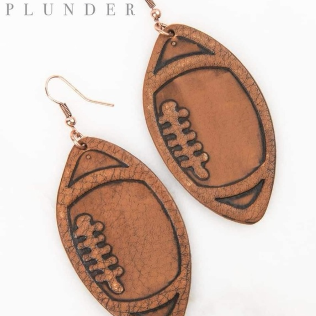 Leather Football Earrings
