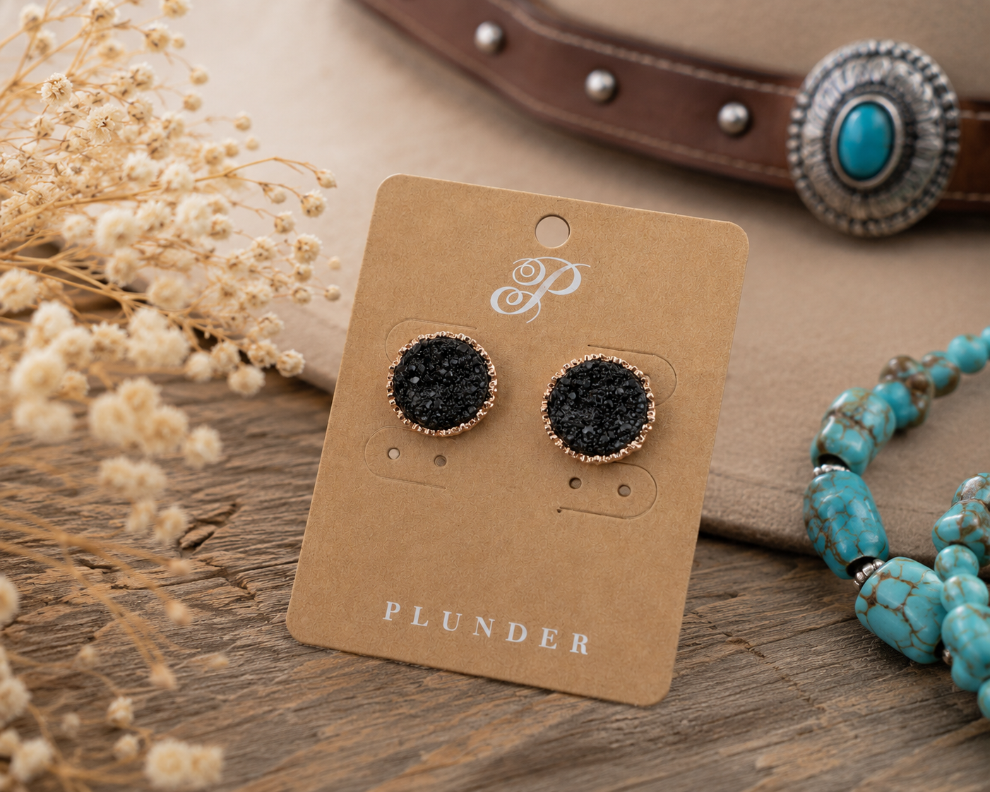Midnight Spark Druzy Stud Earrings