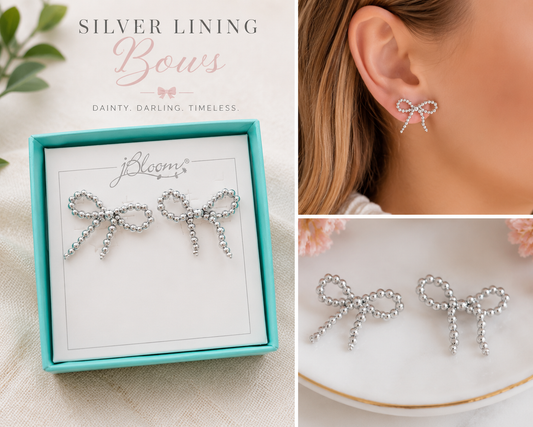 Silver Lining Bow Earrings