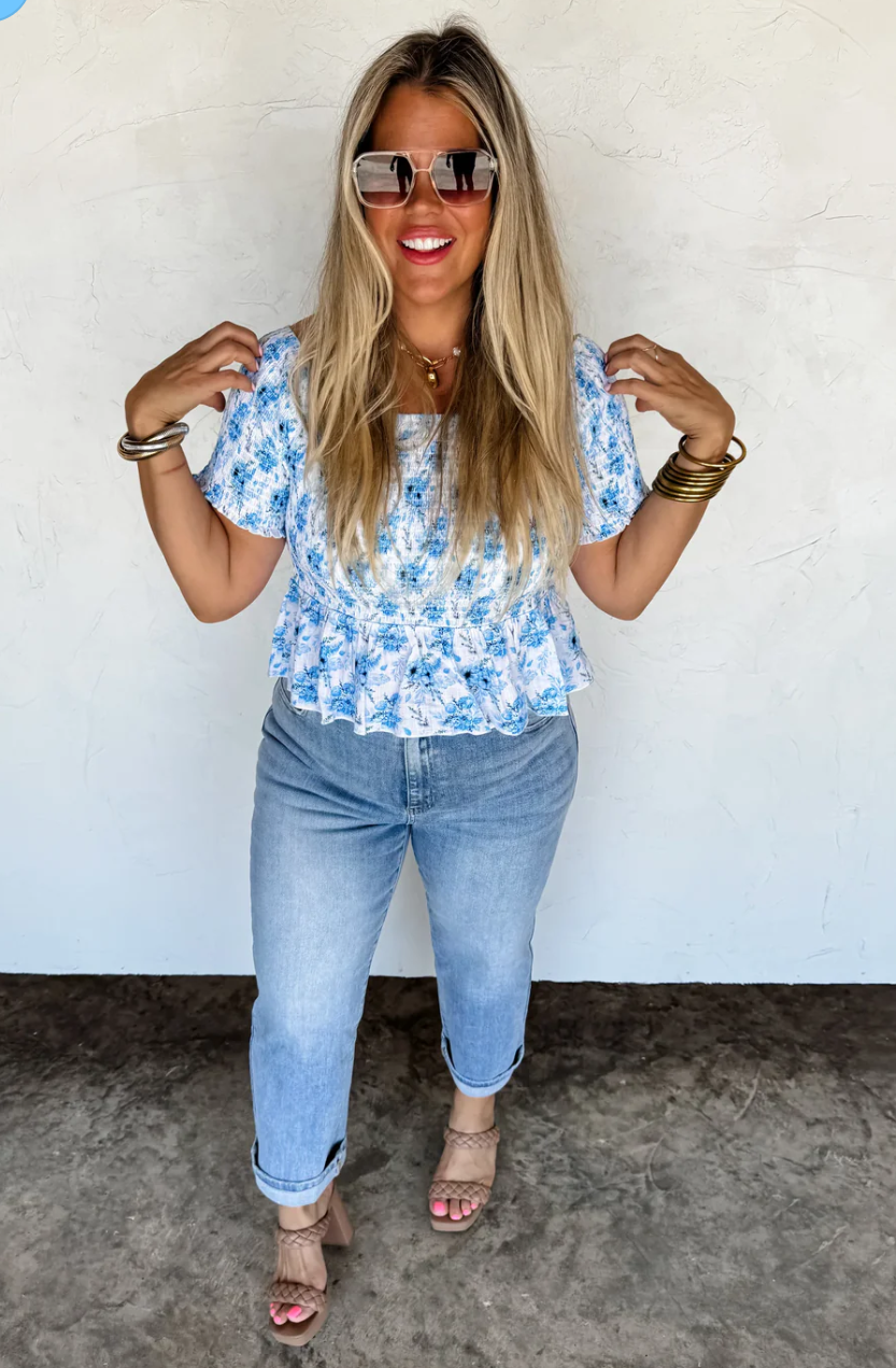 Essie Floral Smocked Top