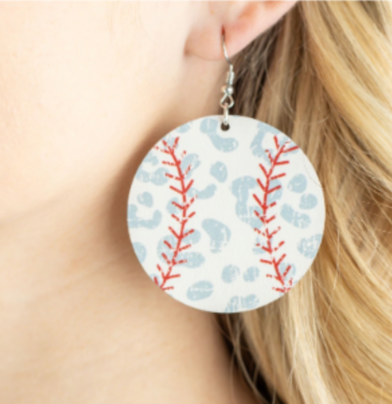 Leopard Baseball Earrings